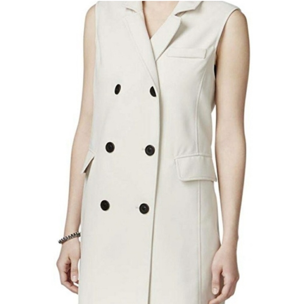 BAR III SLEEVLESS VEST BEIGE BLACK BUTTONS NWT XXL